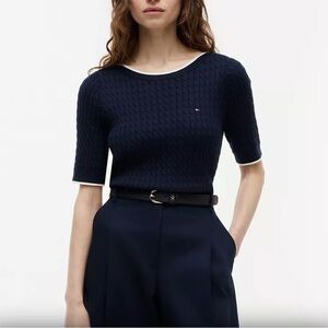 Tommy Hilfiger Women’s Short-Sleeve Cable Knit Sweater
